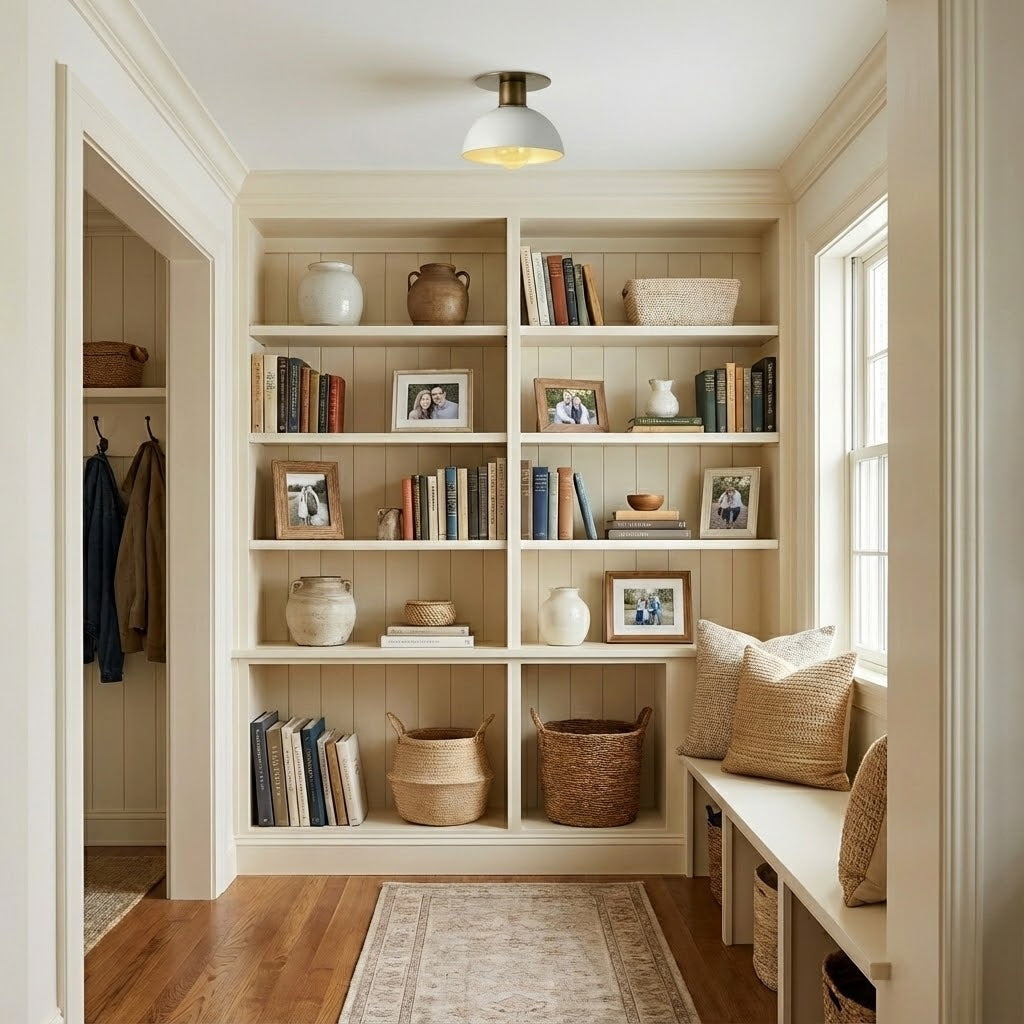 Lifestyle image of the Rodanthe Ceiling Lamp in an entryway.