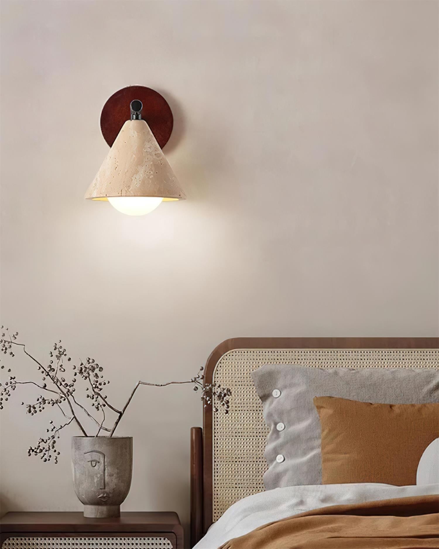 Varen Wall Lamp triangular cone-shaped travertine-Neutral Decor