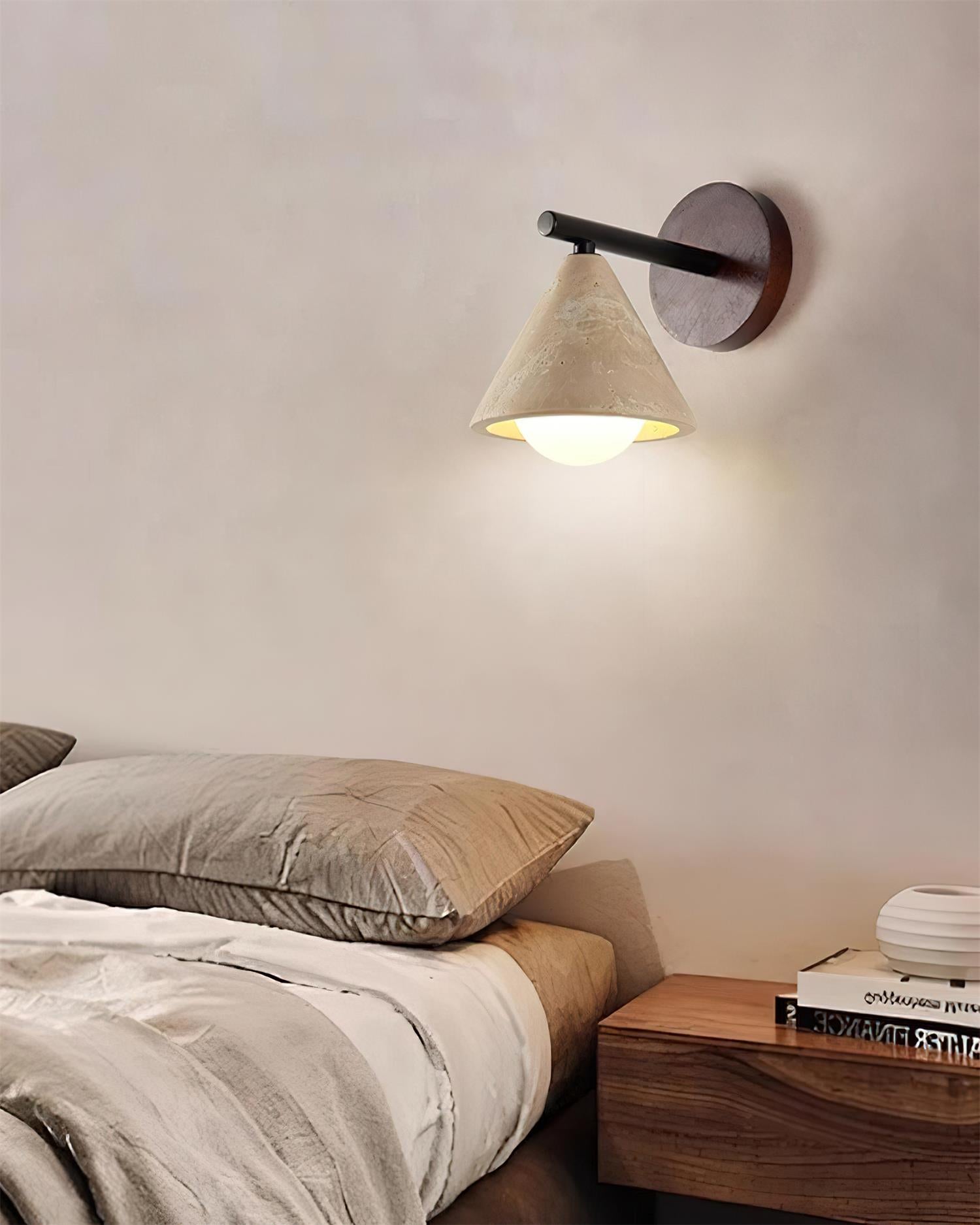 Varen Wall Lamp triangular cone-shaped travertine-Neutral Decor