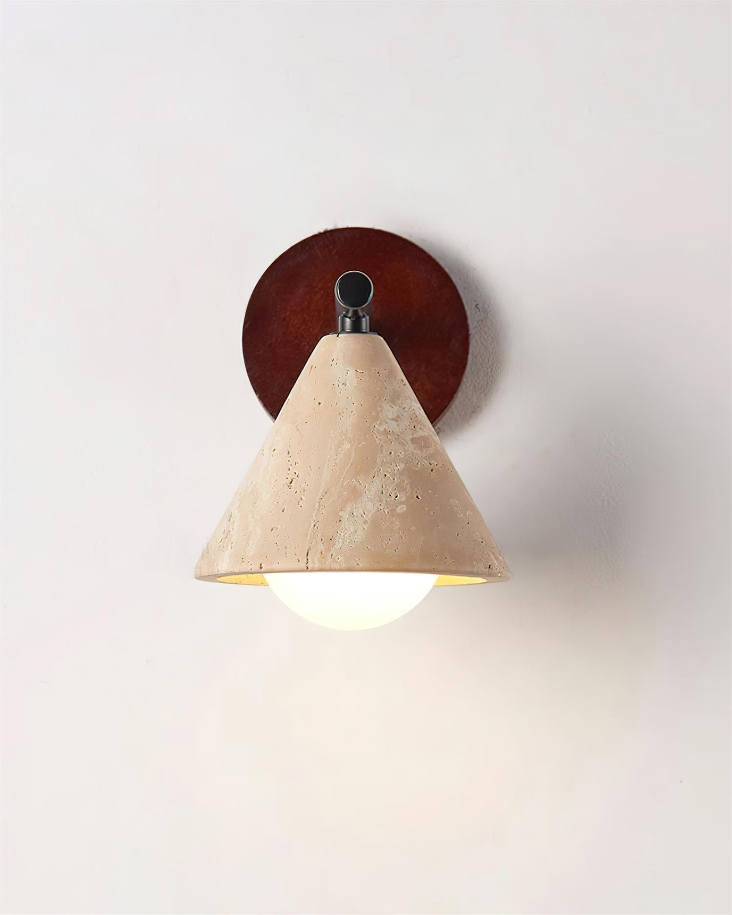 Riita  Wall Lamp  triangular cone-shaped travertine