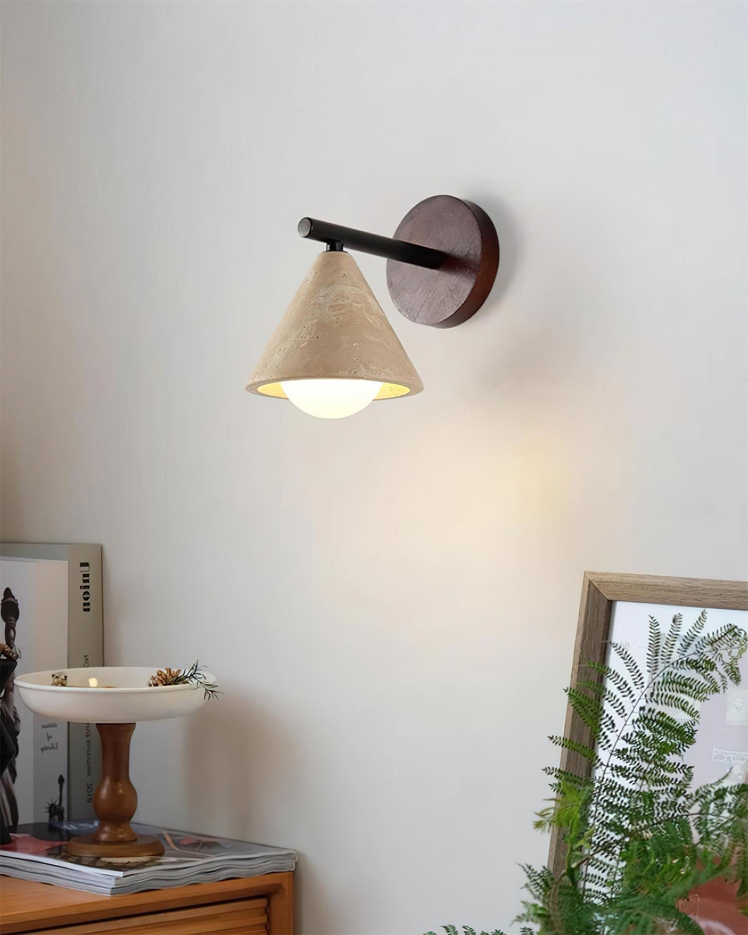 Varen Wall Lamp triangular cone-shaped travertine-Neutral Decor