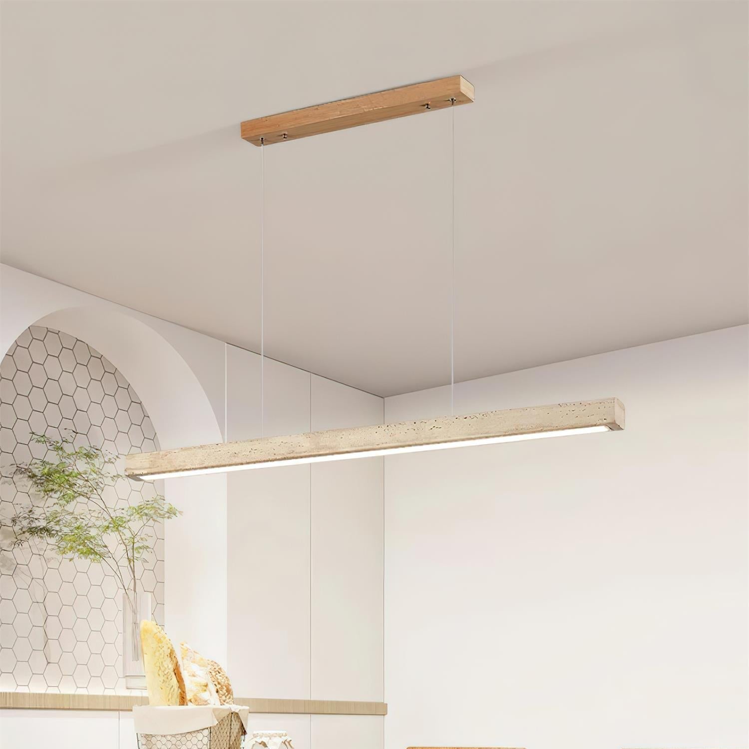 Delya Linear Travertine Pendant Lamp