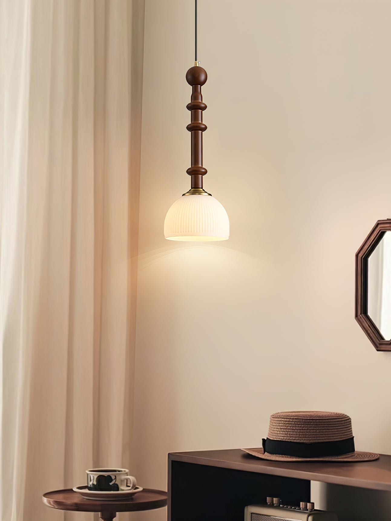 Yovelis Vintage Wood Pendant Lamp-Neutral Decor