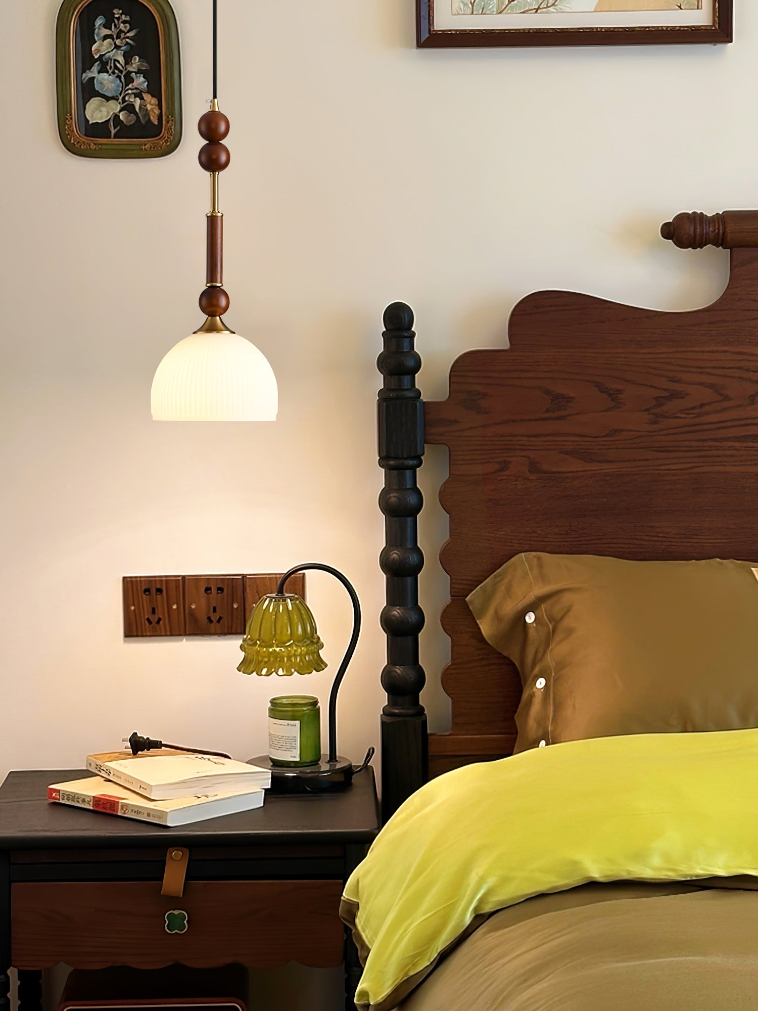 Yovelis Vintage Wood Pendant Lamp-Neutral Decor