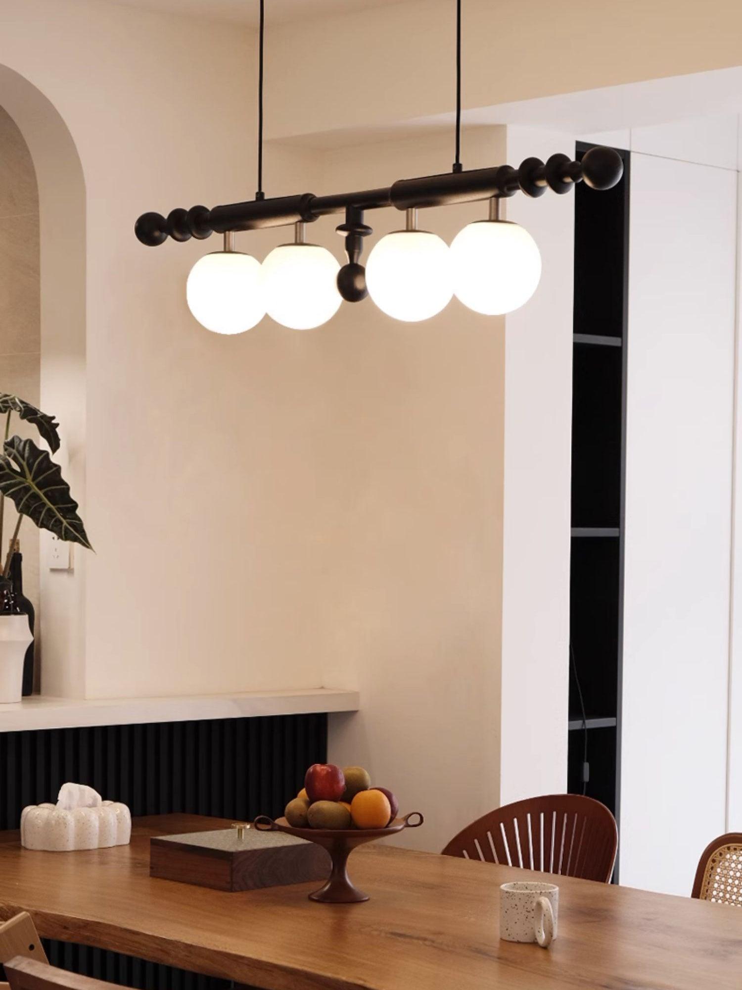 Lustra Chandelier Roman Column Walnut Wood Glass-Neutral Decor