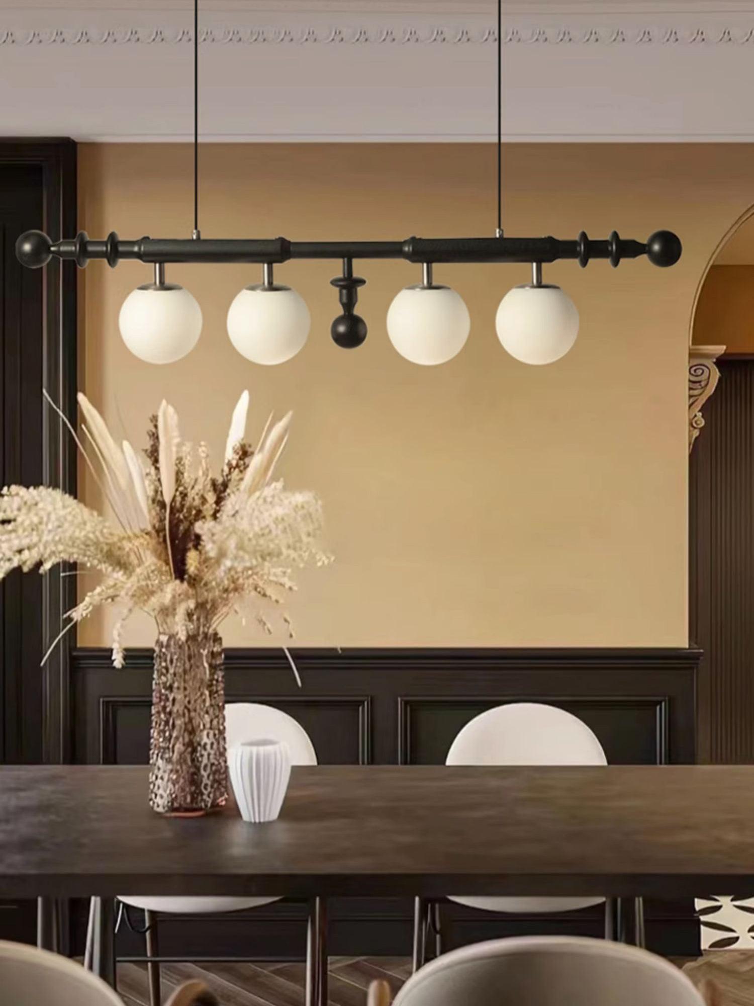 Lustra Chandelier Roman Column Walnut Wood Glass-Neutral Decor