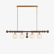 Lustra Chandelier Roman Column Walnut Wood Glass-Neutral Decor