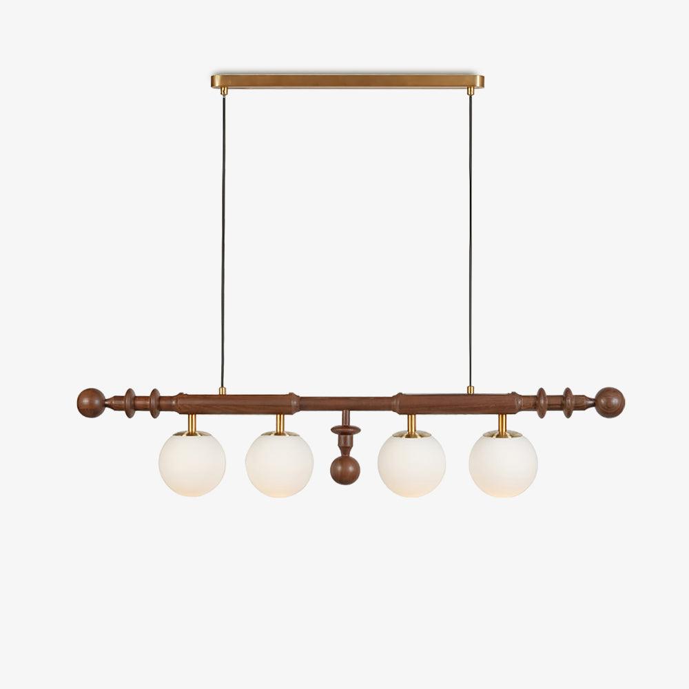 Lustra Chandelier Roman Column Walnut Wood Glass-Neutral Decor