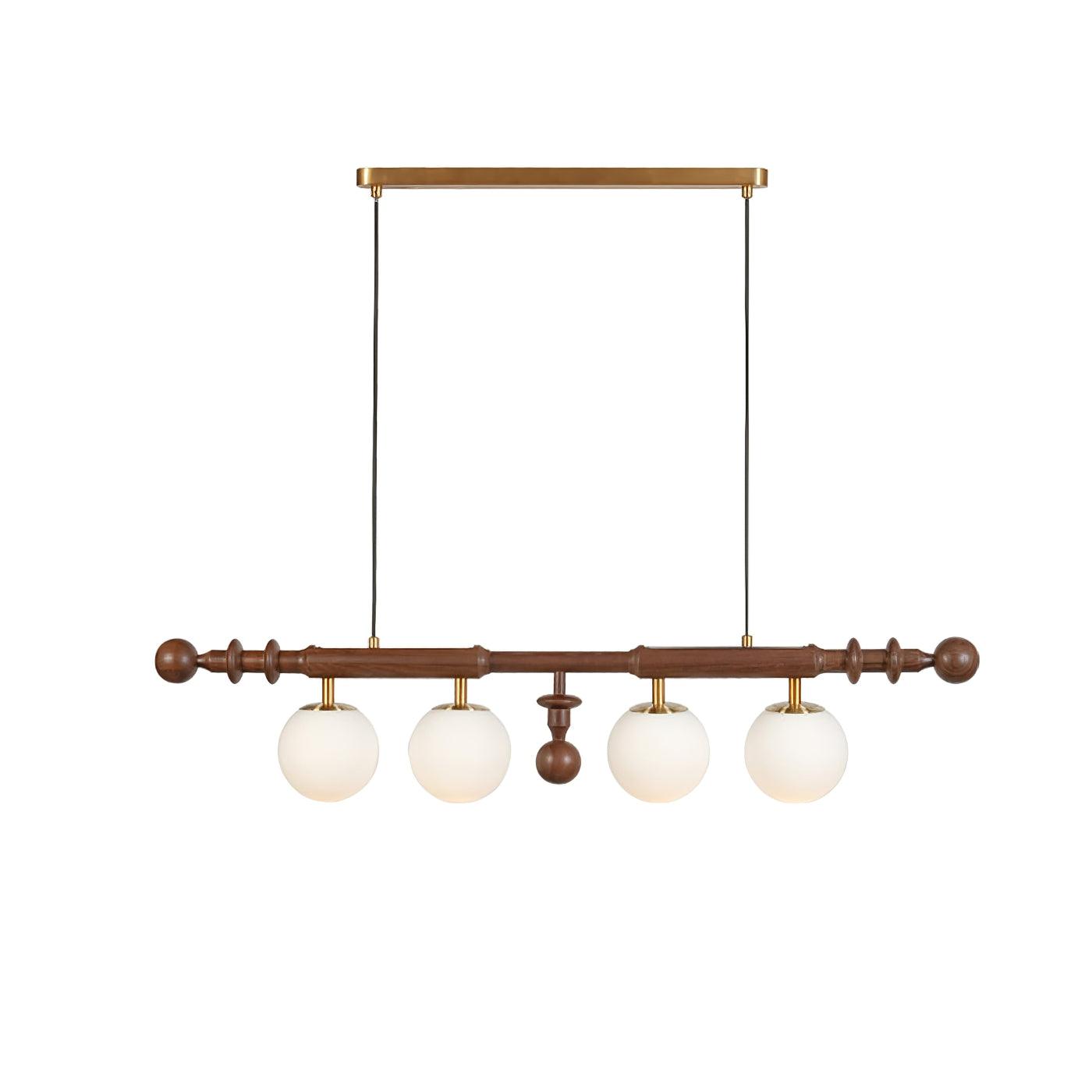 Lustra Chandelier Roman Column Walnut Wood Glass-Neutral Decor