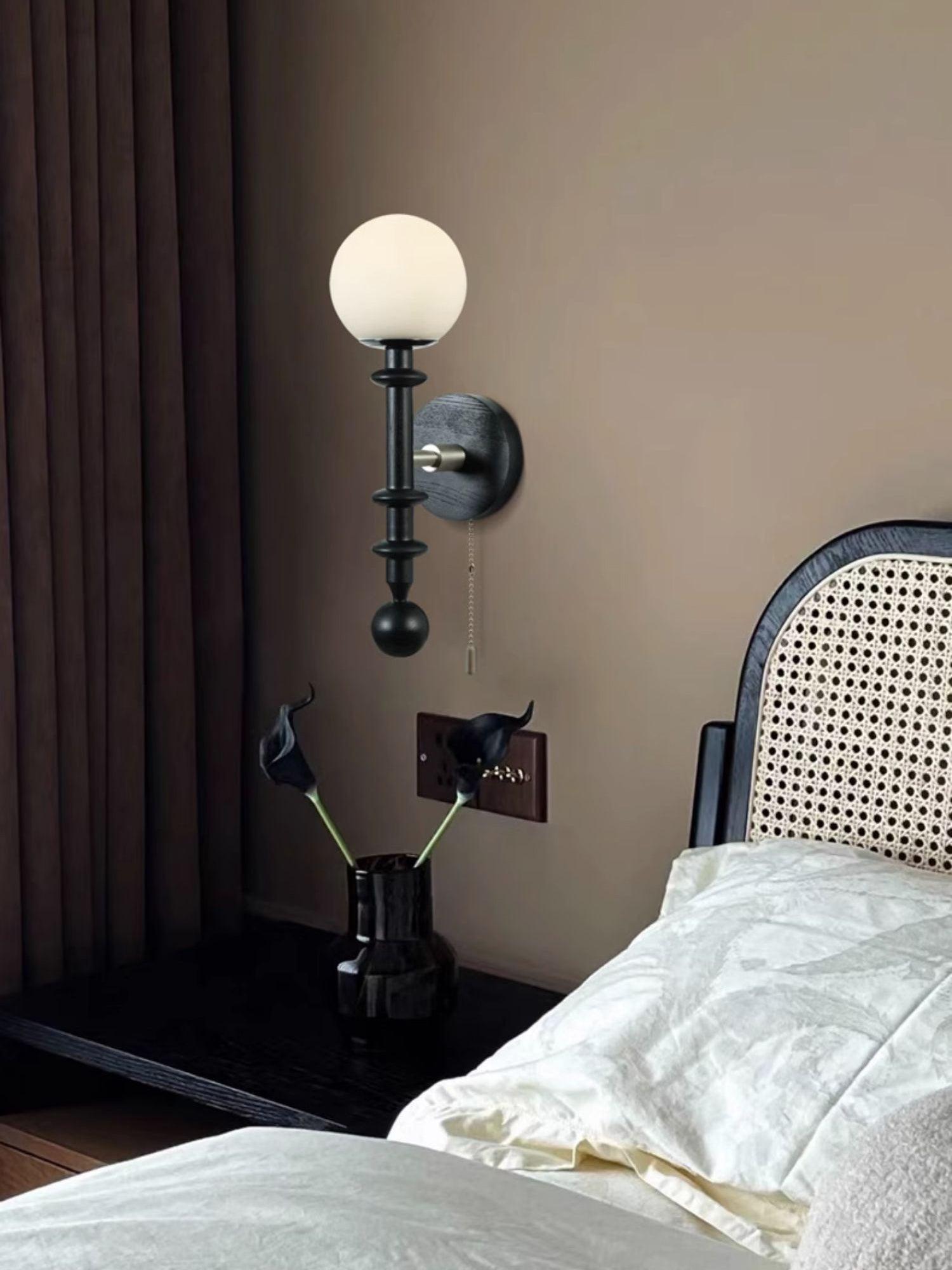 Elmiror Elegance Roman Column Glass Wood Wall Lamp-Neutral Decor
