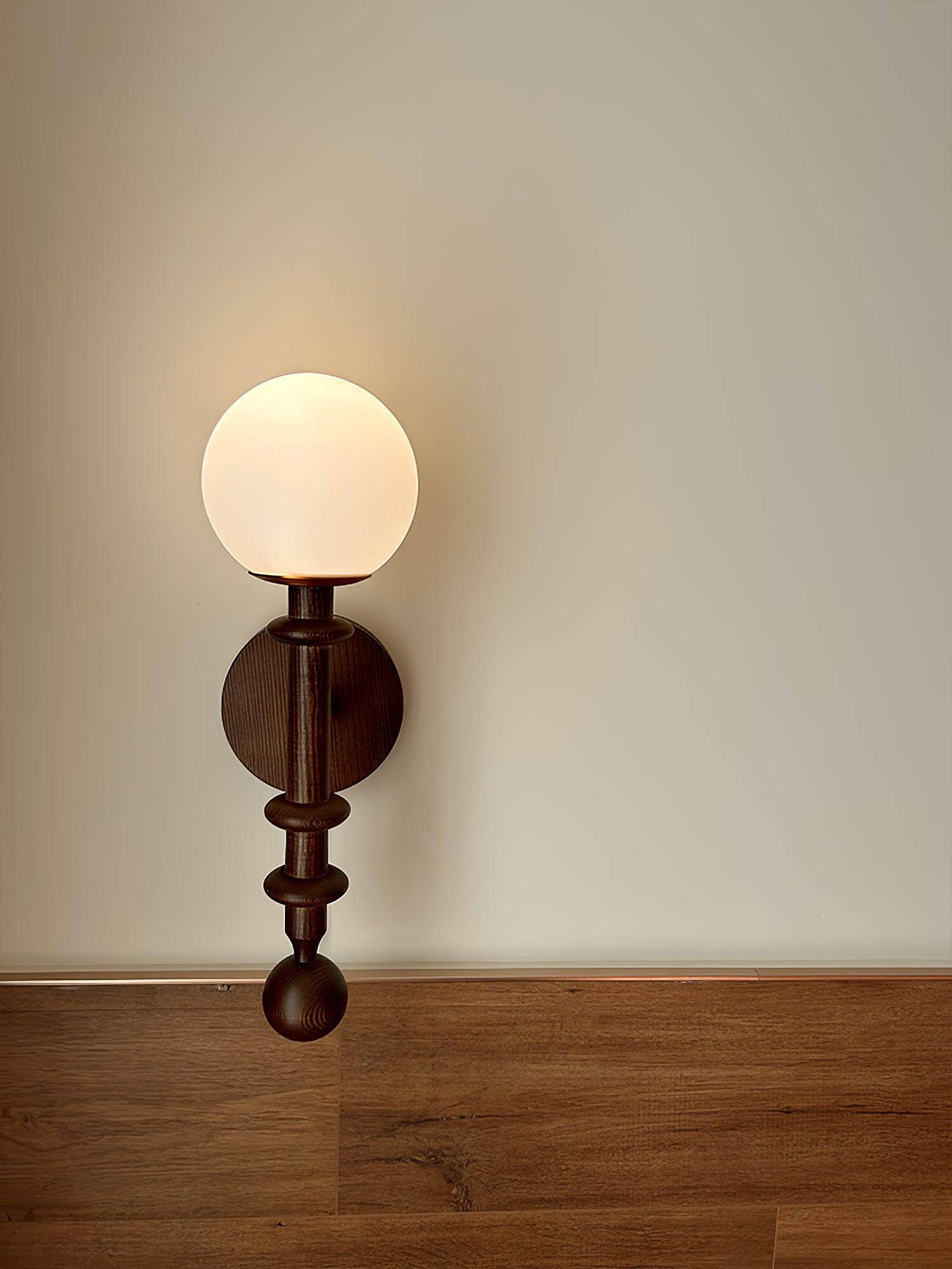 Elmiror Elegance Roman Column Glass Wood Wall Lamp-Neutral Decor