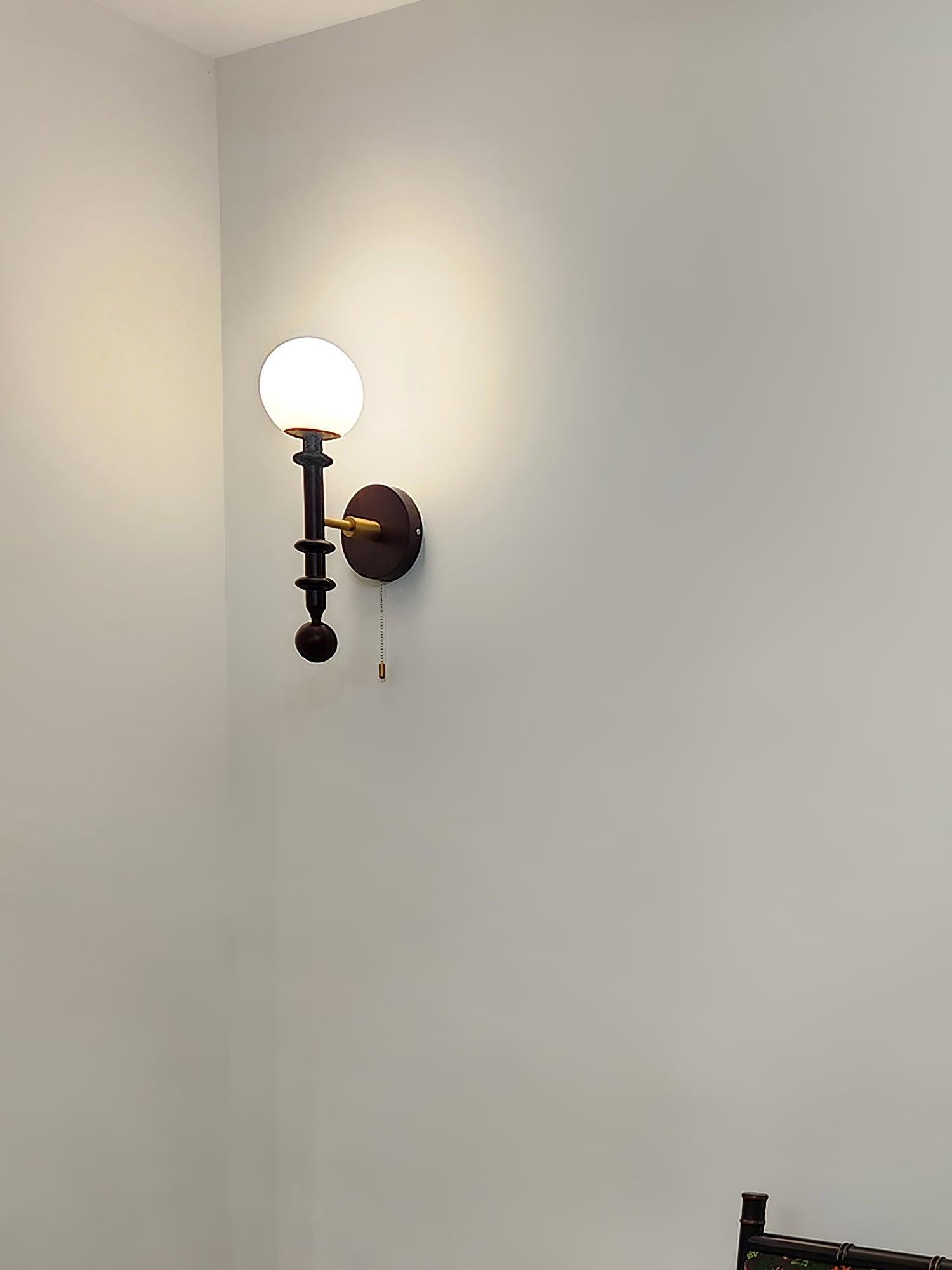 Elmiror Elegance Roman Column Glass Wood Wall Lamp-Neutral Decor
