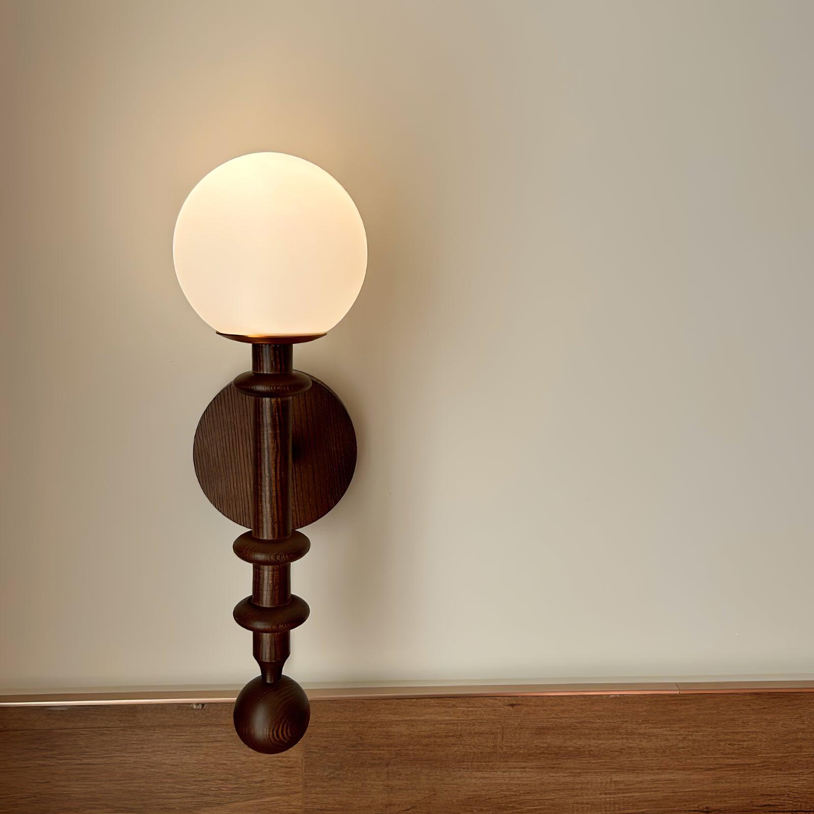 Elmiror Elegance Roman Column Glass Wood Wall Lamp-Neutral Decor