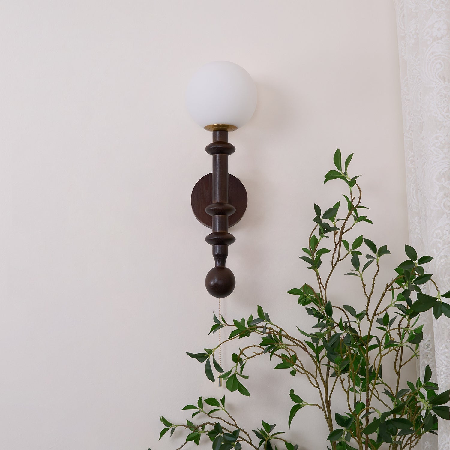 Elmiror Elegance Roman Column Glass Wood Wall Lamp-Neutral Decor