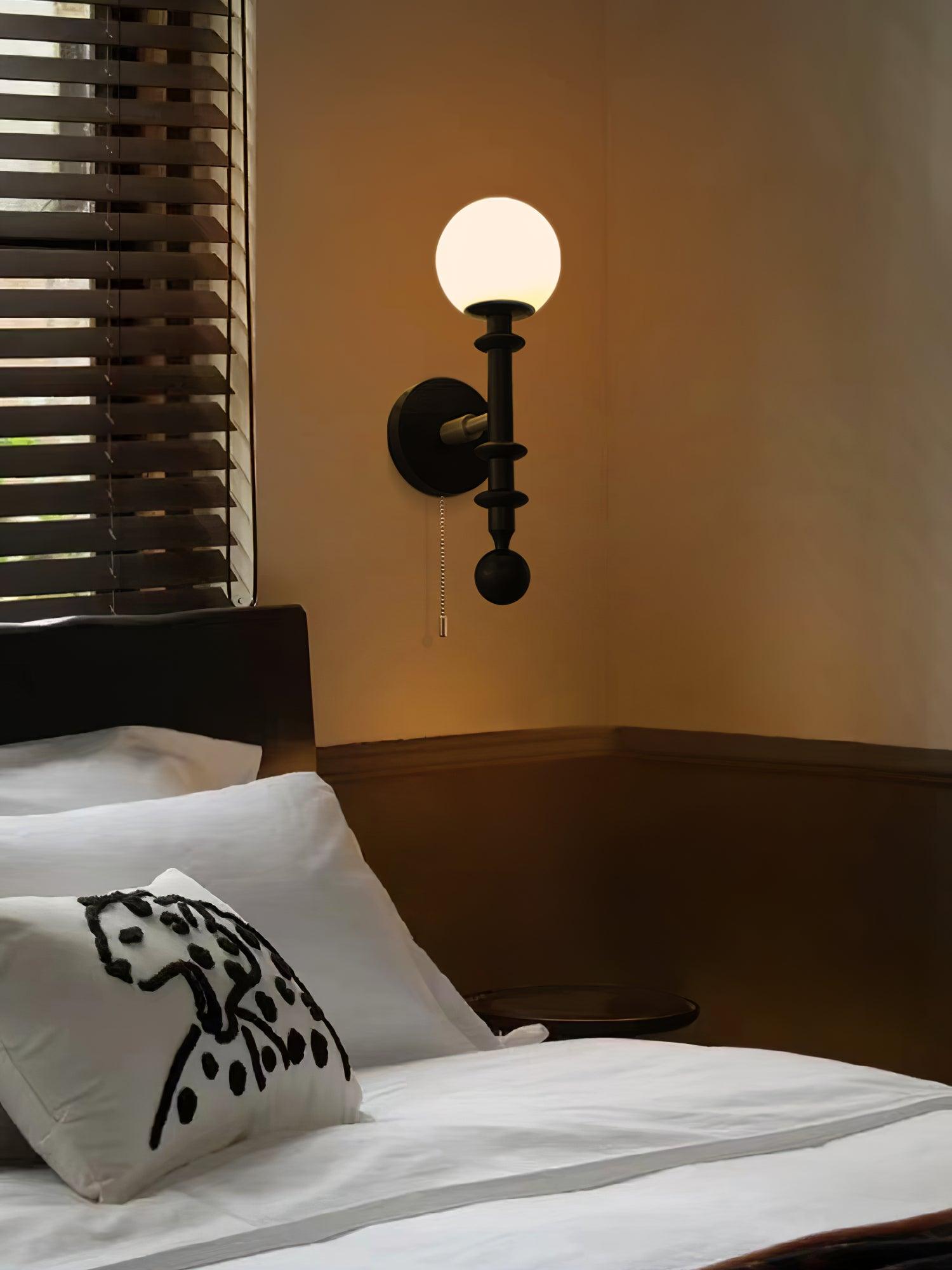 Elmiror Elegance Roman Column Glass Wood Wall Lamp-Neutral Decor