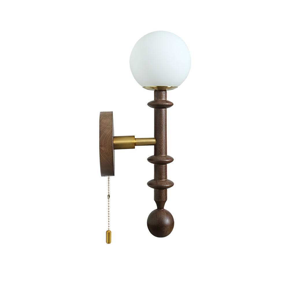 Elmiror Elegance Roman Column Glass Wood Wall Lamp-Neutral Decor