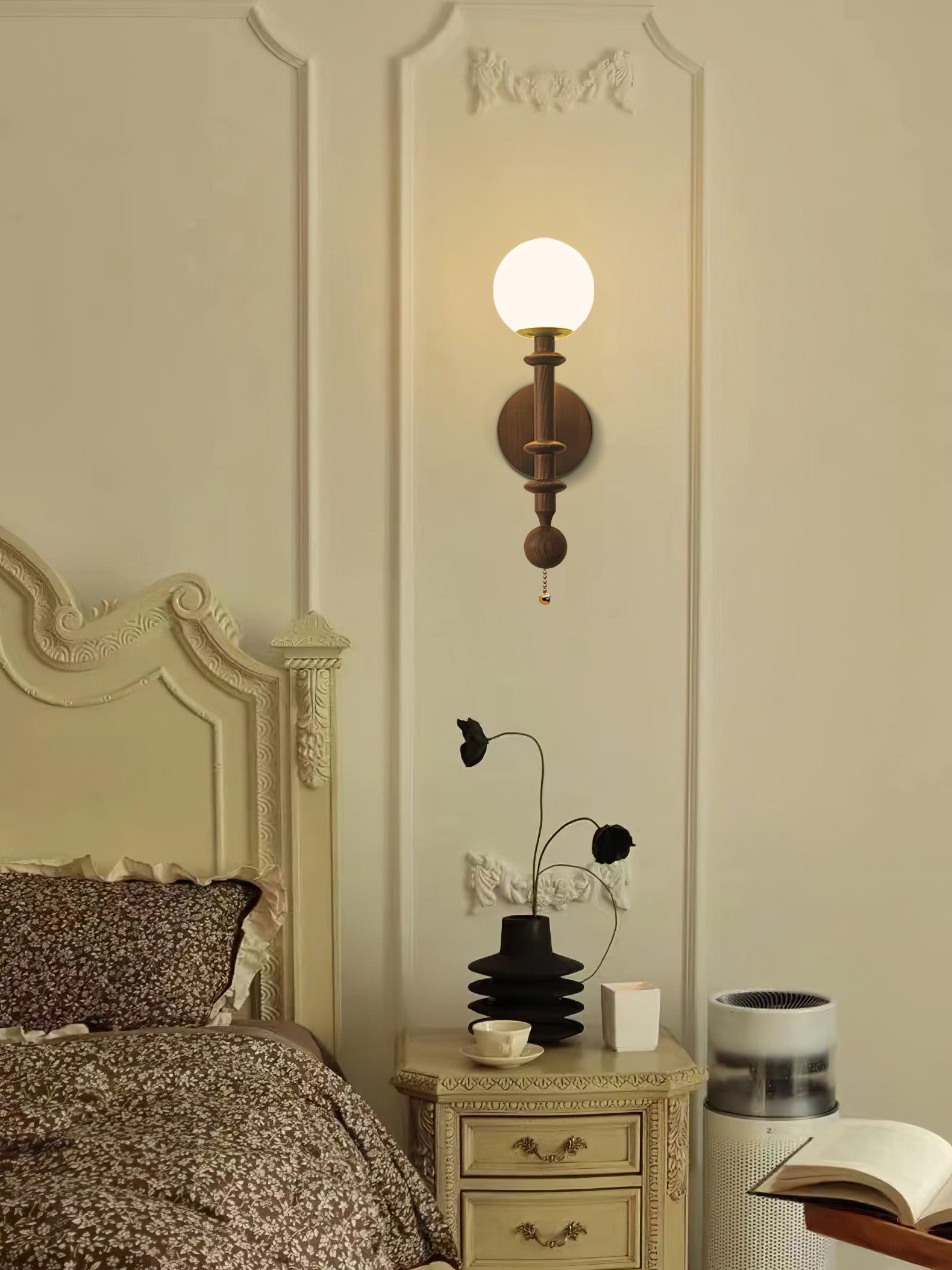 Elmiror Elegance Roman Column Glass Wood Wall Lamp-Neutral Decor
