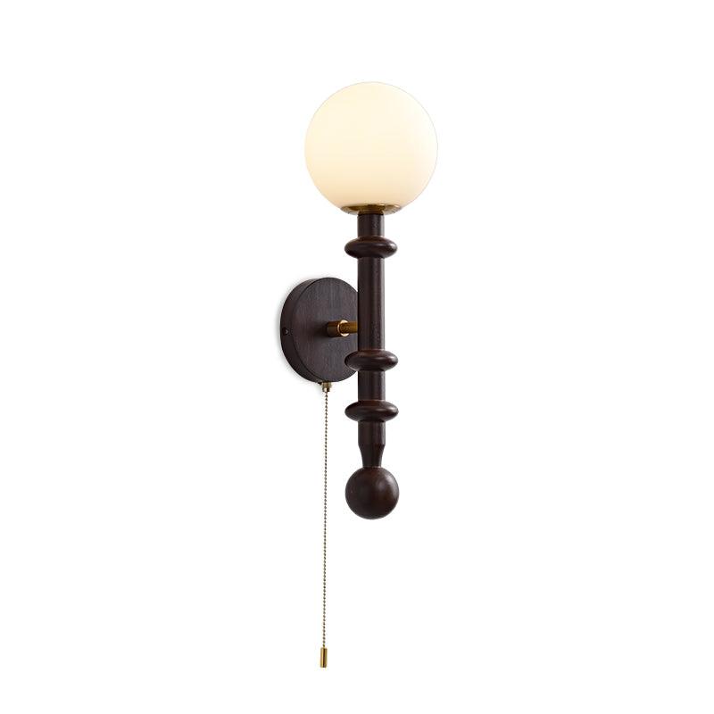 Elmiror Elegance Roman Column Glass Wood Wall Lamp-Neutral Decor
