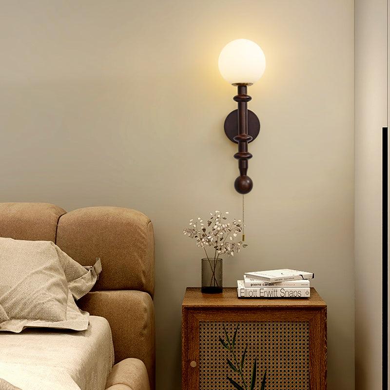 Elmiror Elegance Roman Column Glass Wood Wall Lamp-Neutral Decor