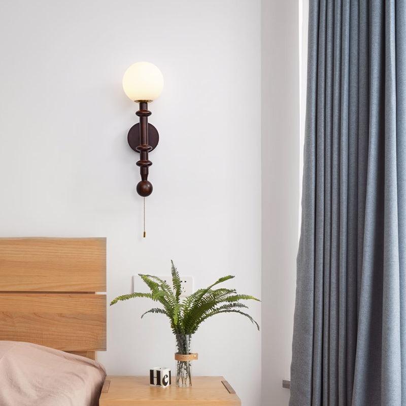 Elmiror Elegance Roman Column Glass Wood Wall Lamp-Neutral Decor
