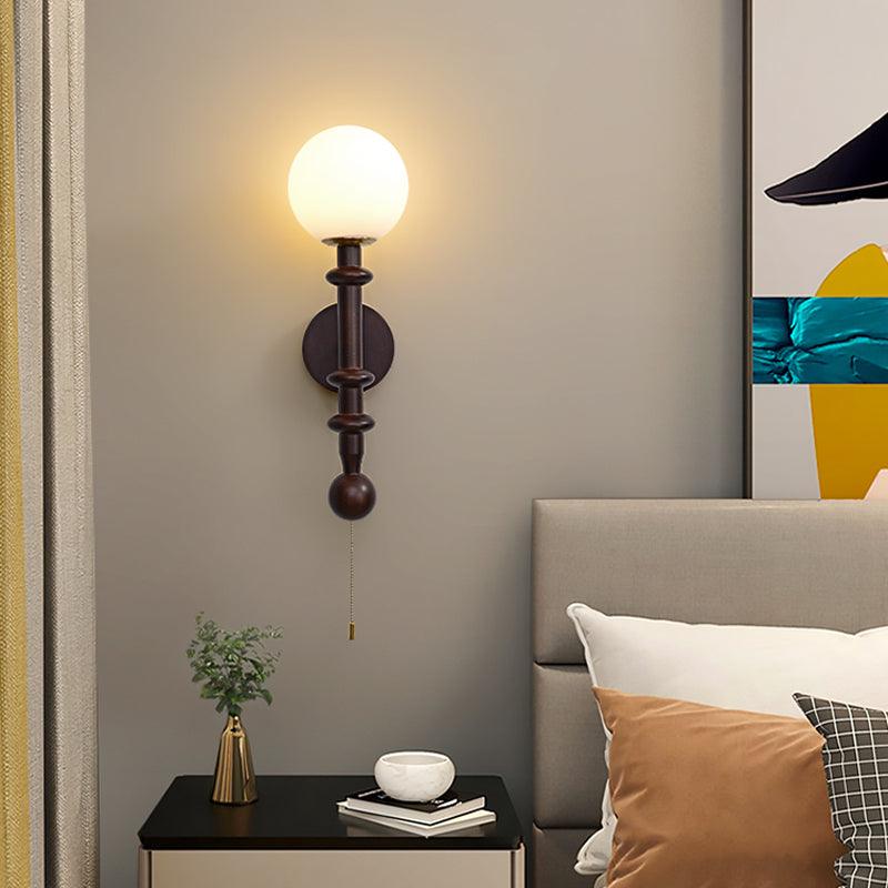 Elmiror Elegance Roman Column Glass Wood Wall Lamp-Neutral Decor