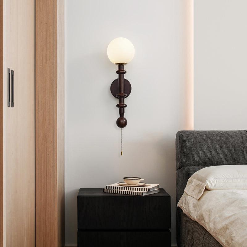 Elmiror Elegance Roman Column Glass Wood Wall Lamp-Neutral Decor