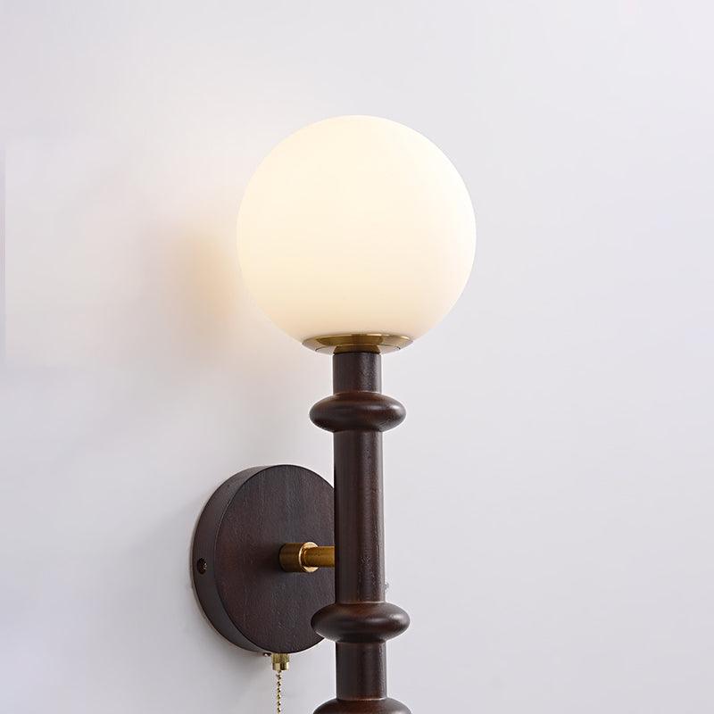 Elmiror Elegance Roman Column Glass Wood Wall Lamp-Neutral Decor