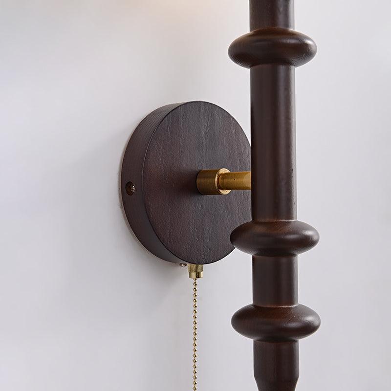 Elmiror Elegance Roman Column Glass Wood Wall Lamp-Neutral Decor