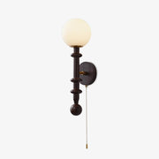 Elmiror Elegance Roman Column Glass Wood Wall Lamp-Neutral Decor