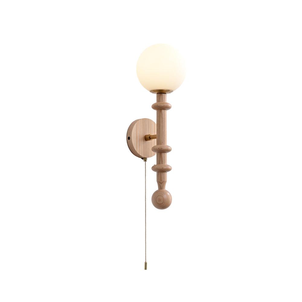Elmiror Elegance Roman Column Glass Wood Wall Lamp-Neutral Decor
