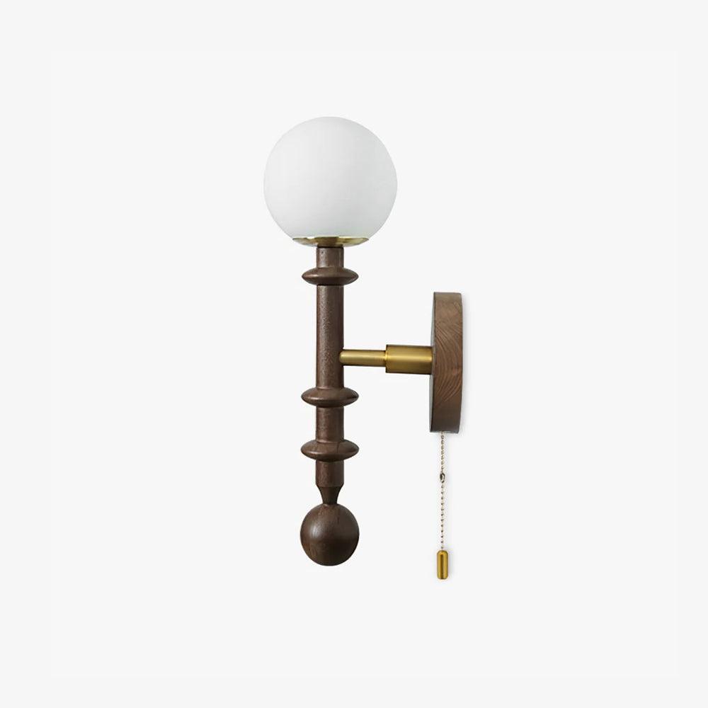 Elmiror Elegance Roman Column Glass Wood Wall Lamp-Neutral Decor