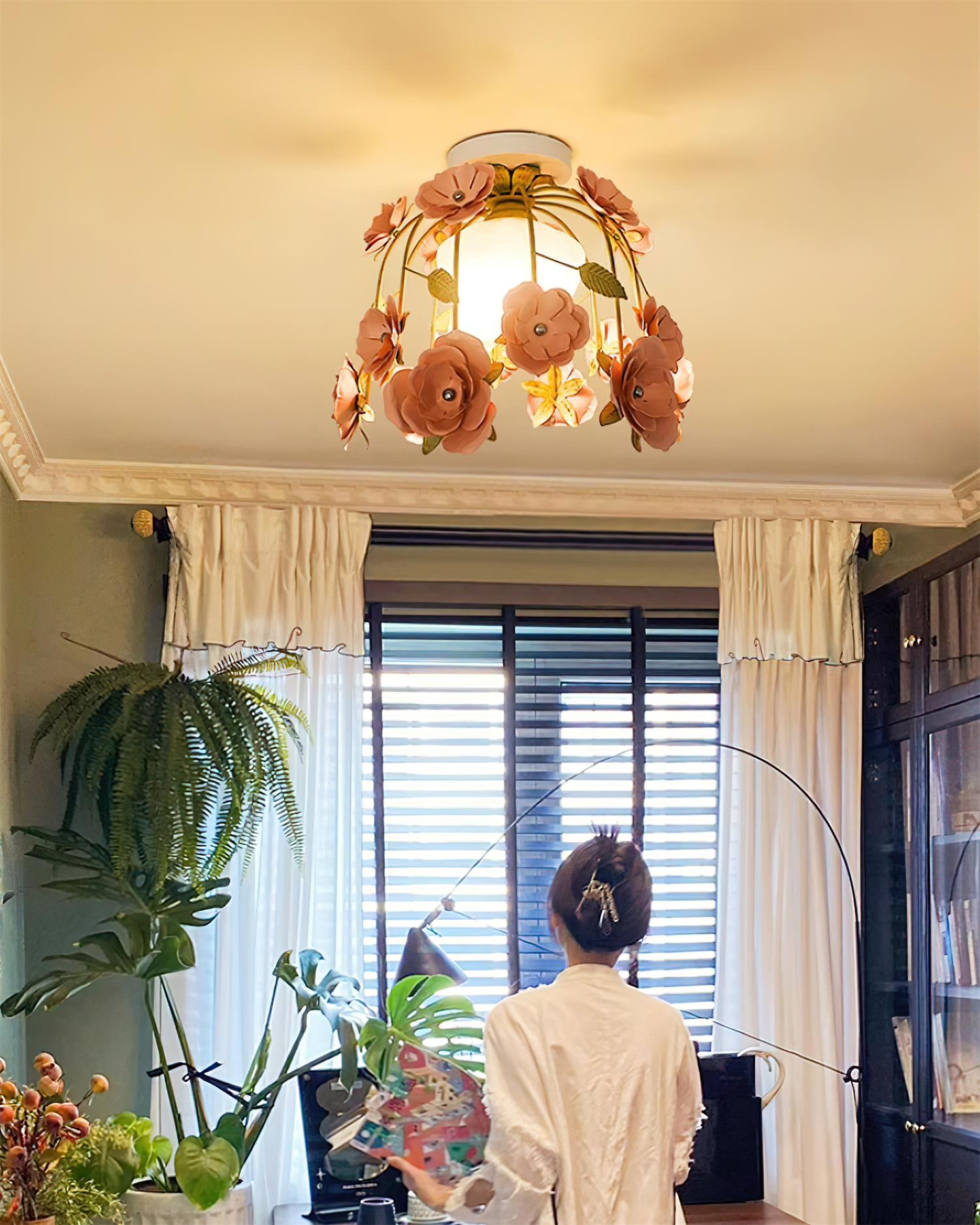 Ceiling Light Metal Canopy Floral Blossom Romantic Ambience