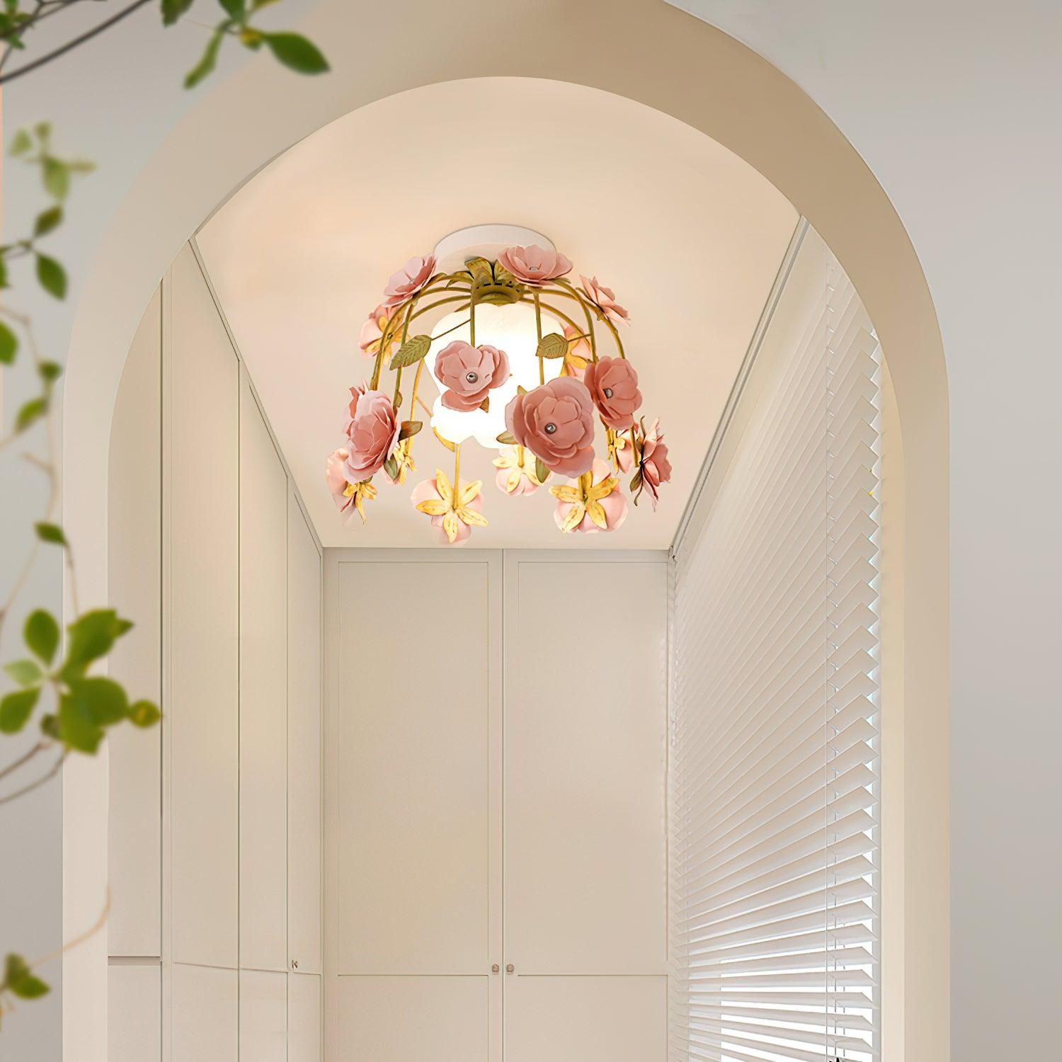 Ceiling Light Metal Canopy Floral Blossom Romantic Ambience