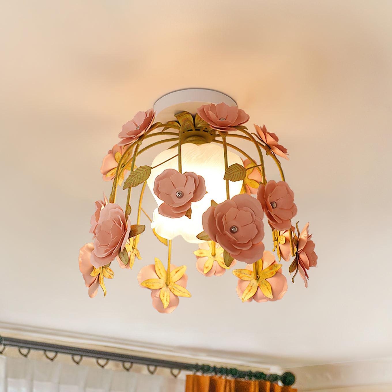 Ceiling Light Metal Canopy Floral Blossom Romantic Ambience