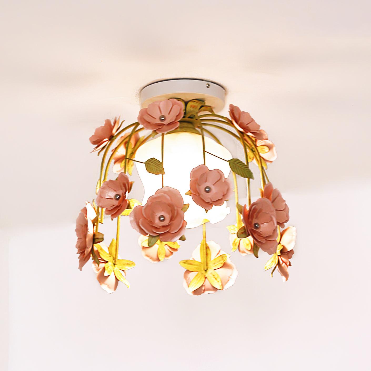Ceiling Light Metal Canopy Floral Blossom Romantic Ambience