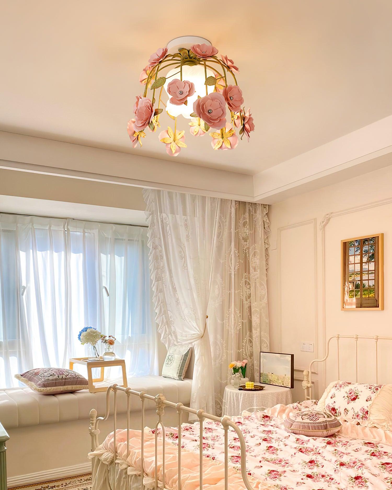 Ceiling Light Metal Canopy Floral Blossom Romantic Ambience