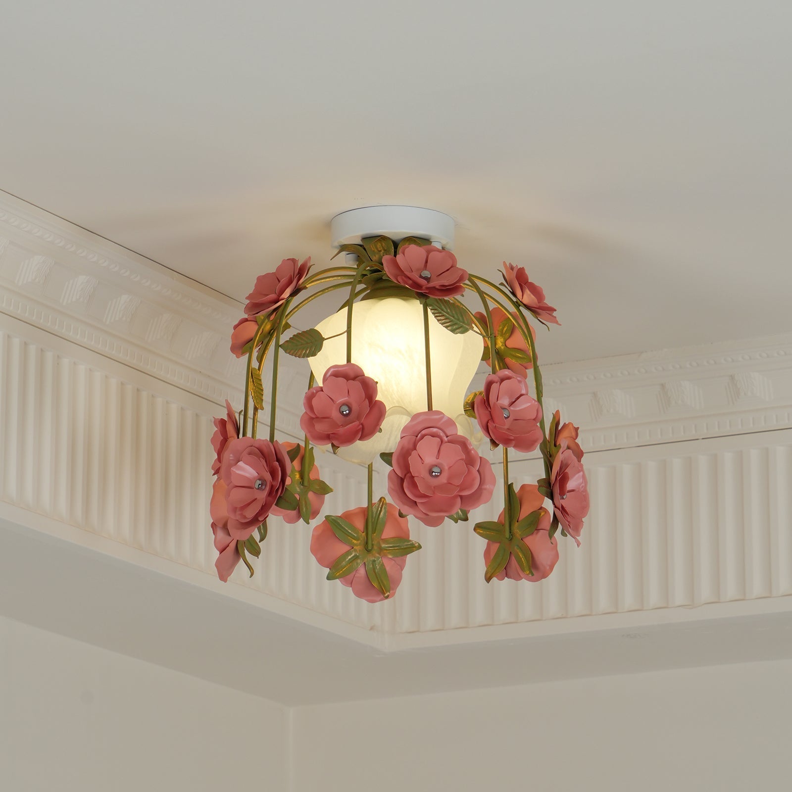 Ceiling Light Metal Canopy Floral Blossom Romantic Ambience