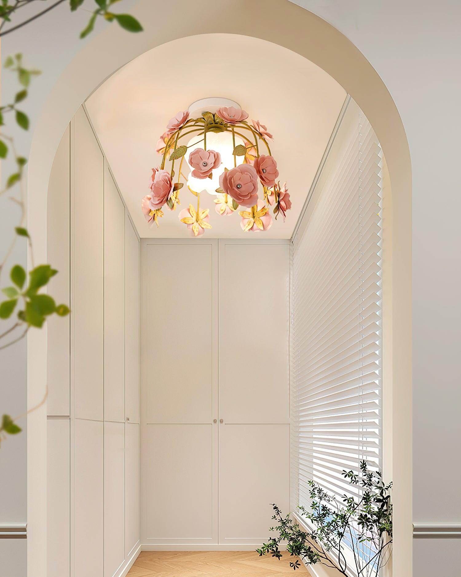 Ceiling Light Metal Canopy Floral Blossom Romantic Ambience