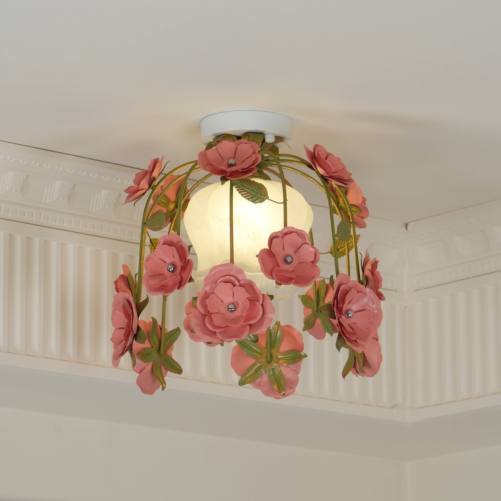 Ceiling Light Metal Canopy Floral Blossom Romantic Ambience
