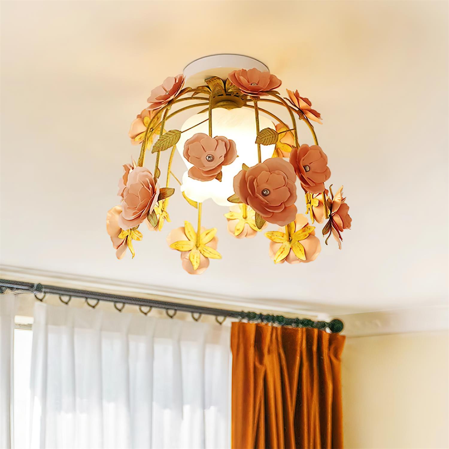 Ceiling Light Metal Canopy Floral Blossom Romantic Ambience