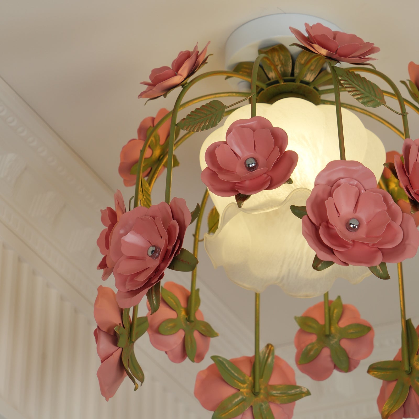 Ceiling Light Metal Canopy Floral Blossom Romantic Ambience