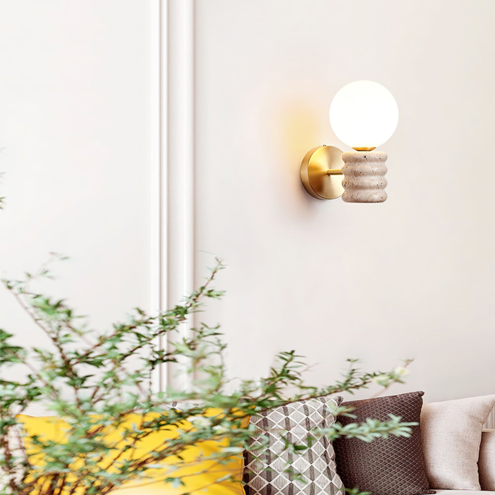 Zevelara Stacked Travertine Wall Light-Neutral Decor