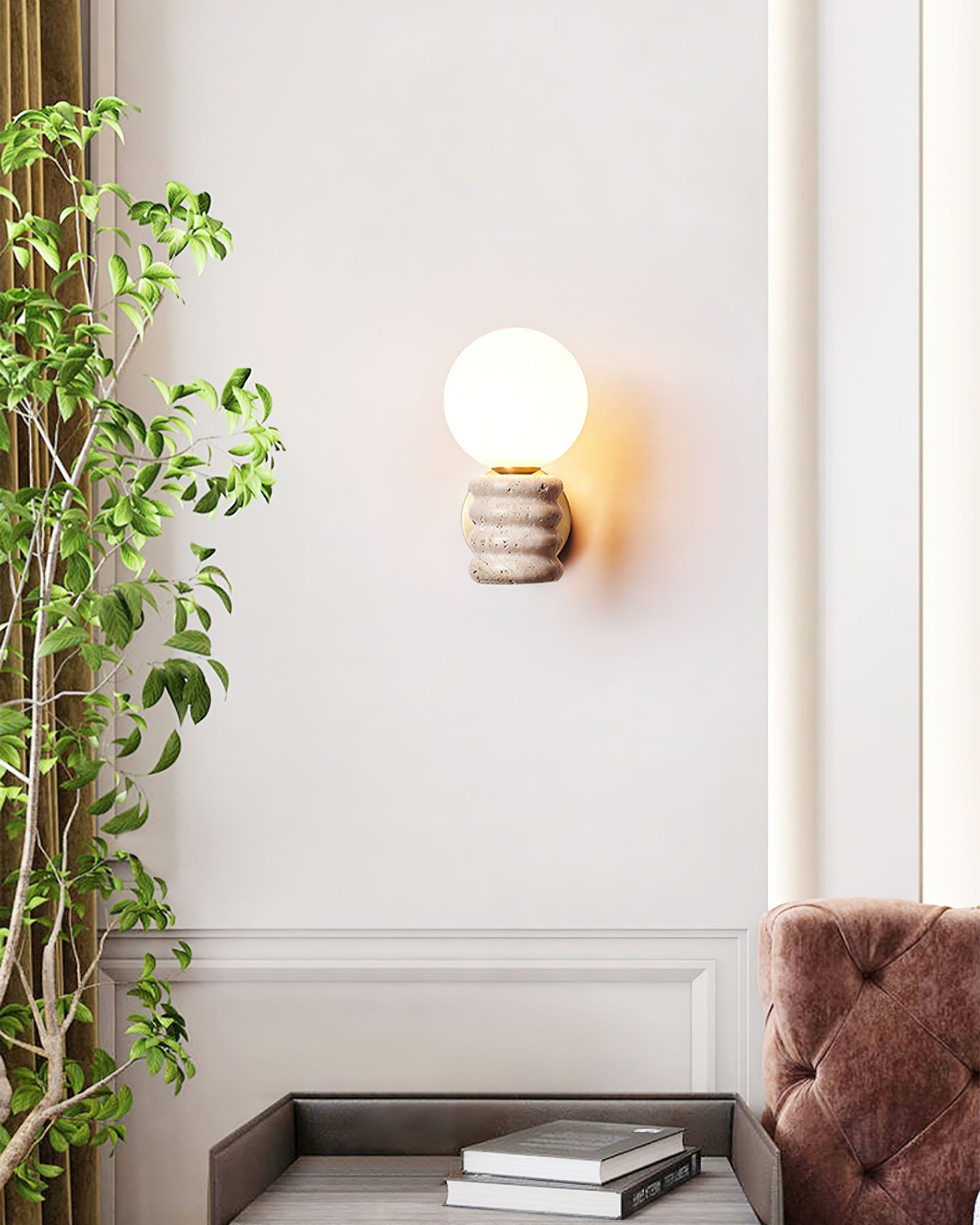 Zevelara Stacked Travertine Wall Light-Neutral Decor