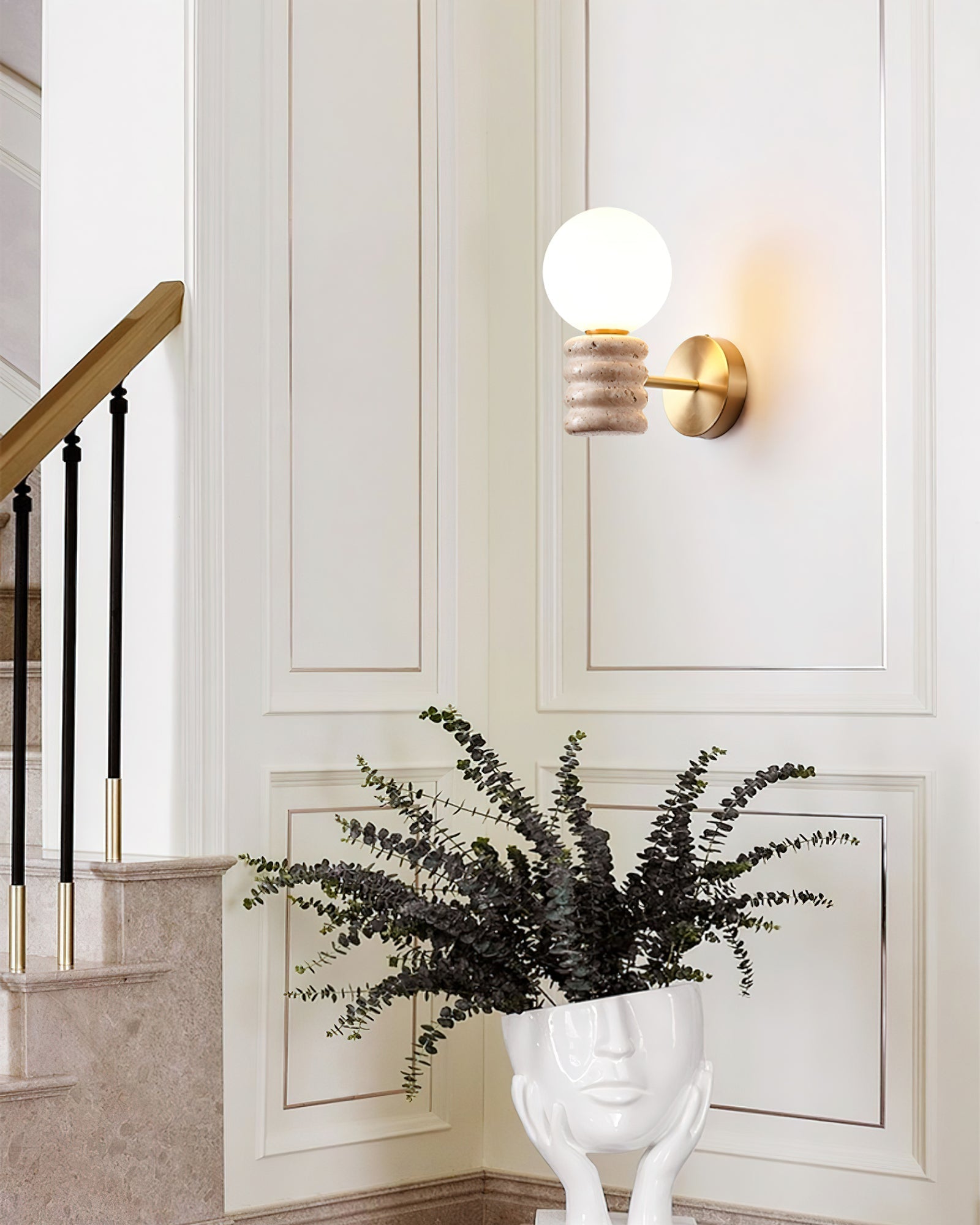 Zevelara Stacked Travertine Wall Light-Neutral Decor