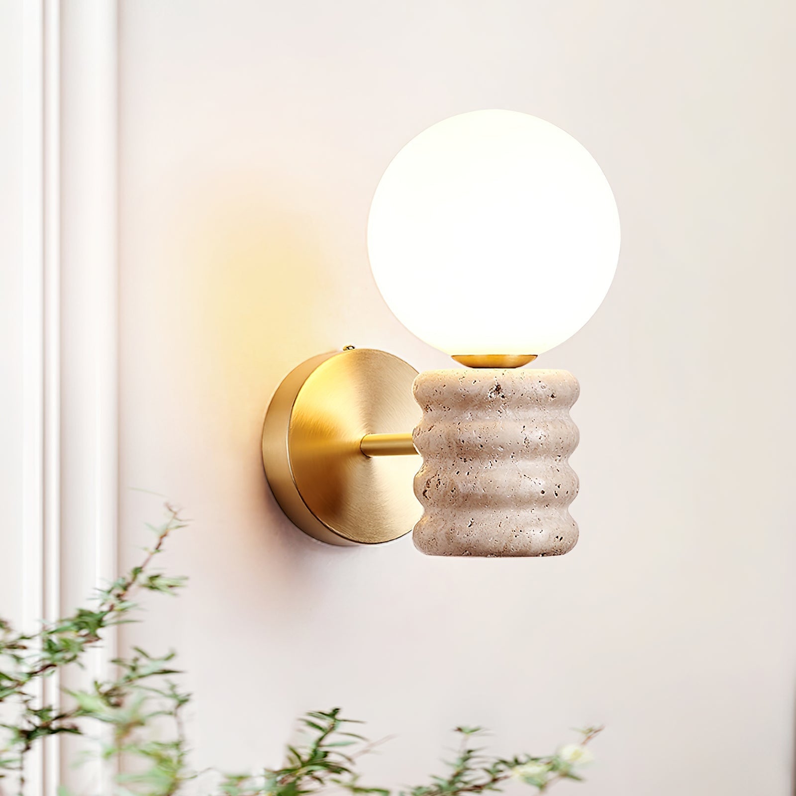 Zevelara Stacked Travertine Wall Light-Neutral Decor