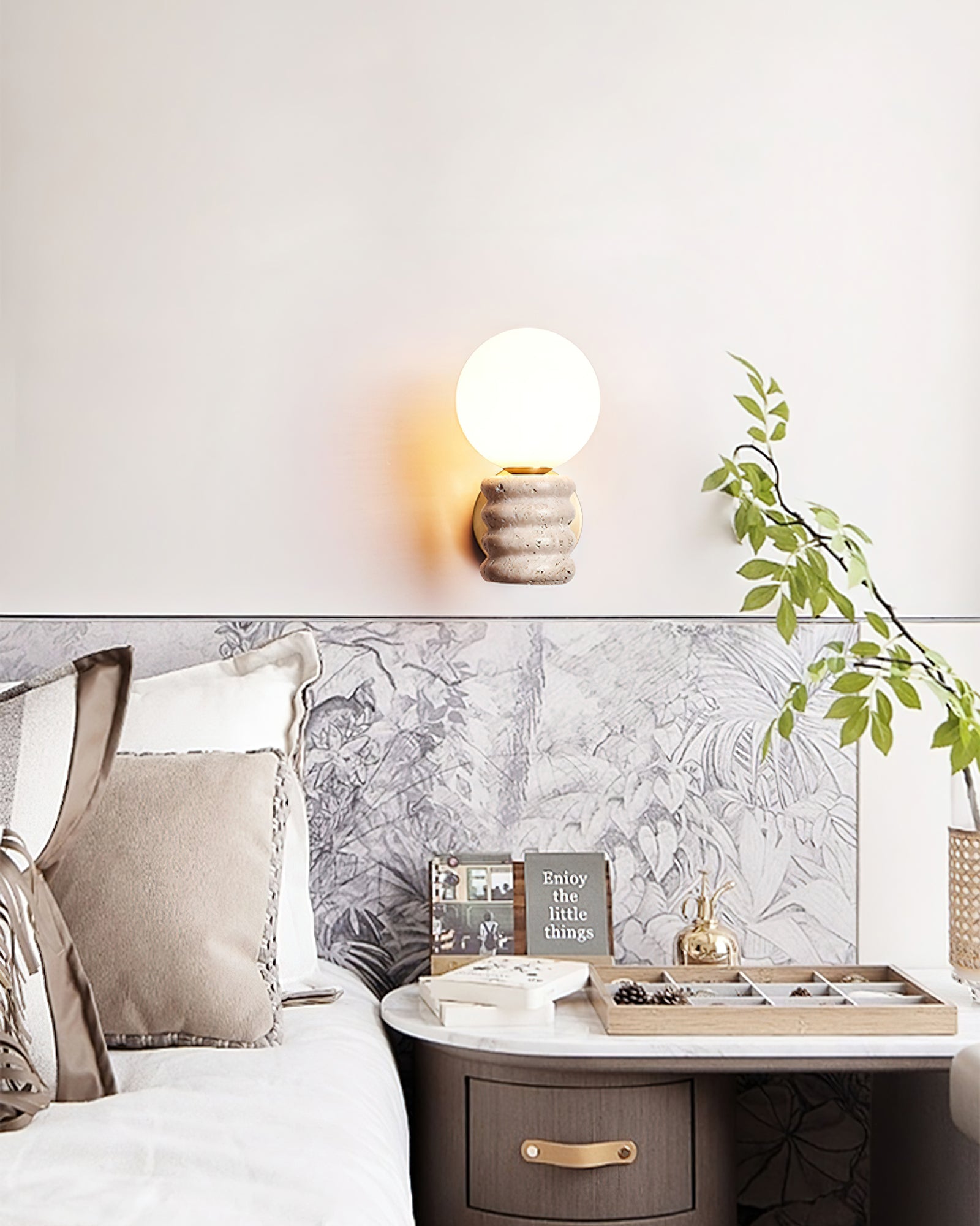 Zevelara Stacked Travertine Wall Light-Neutral Decor