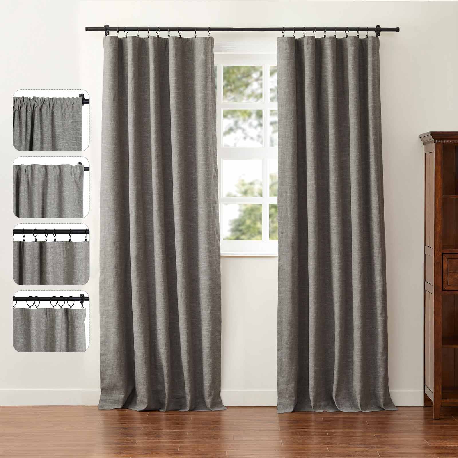 Jenna Linen Curtains & Drapes Soft Top-Neutral Decor