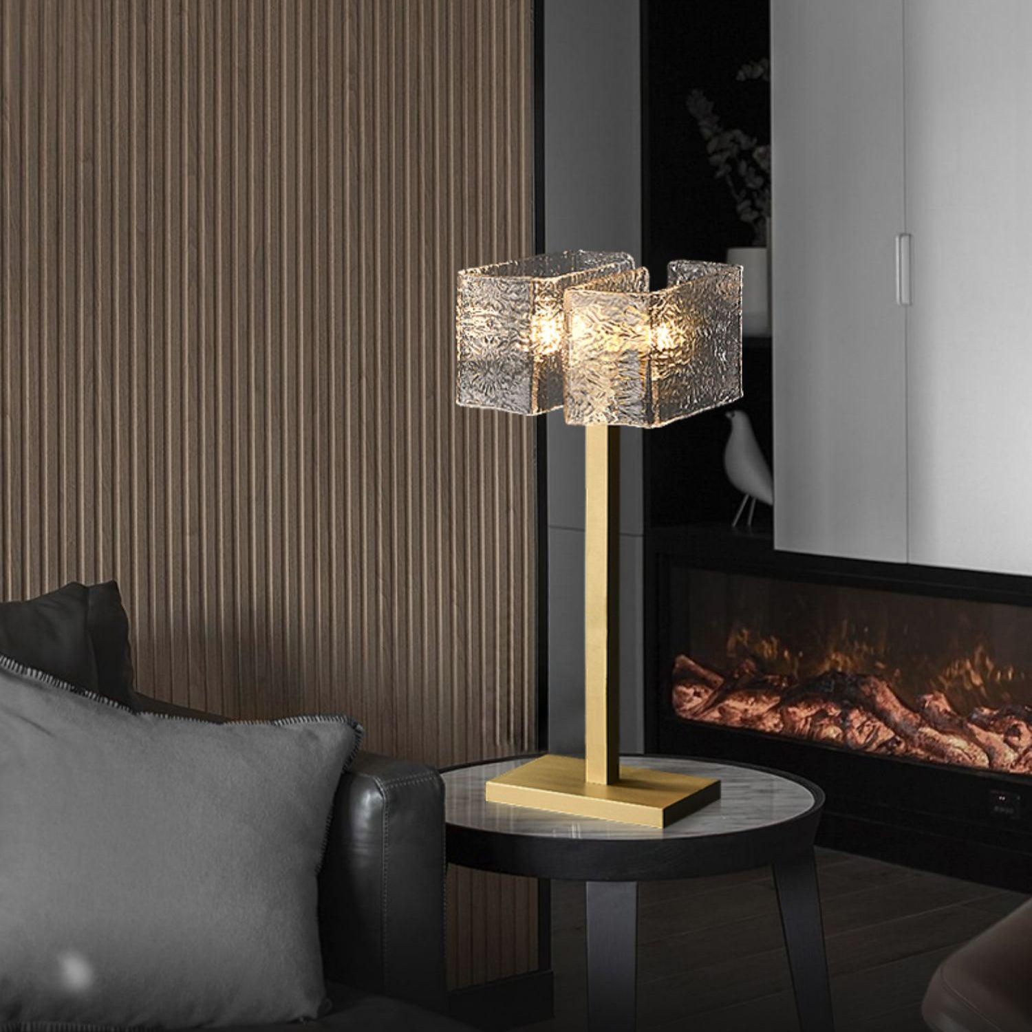 Blyn Brass Glass Artistic Table Lamp-Neutral Decor