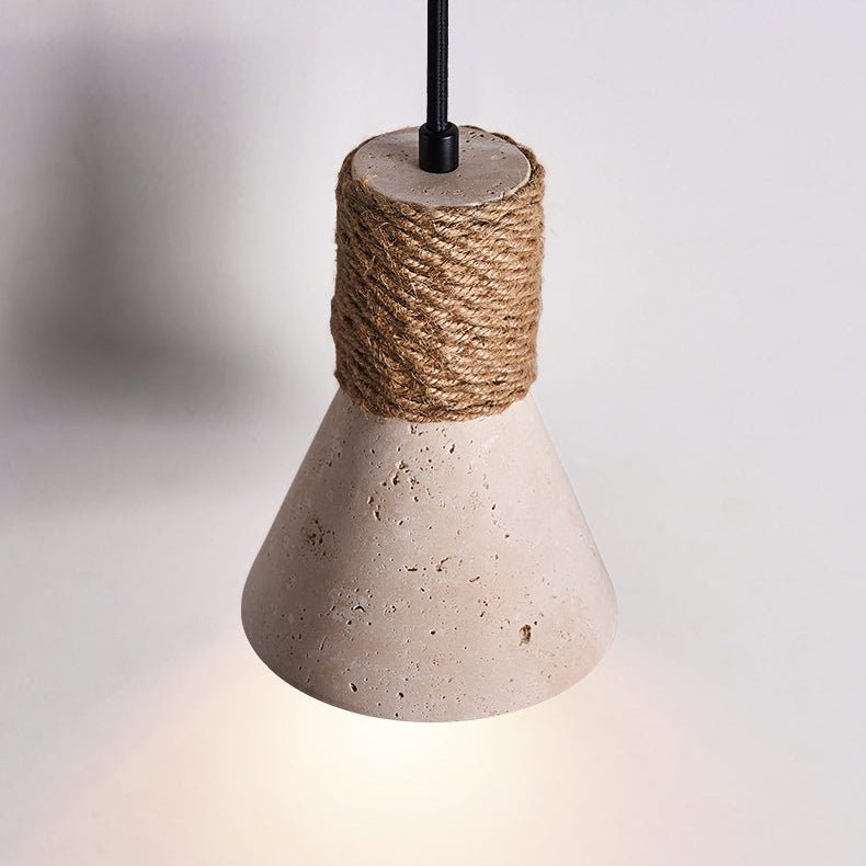 Rope Stone Cone Sconce-Neutral Decor