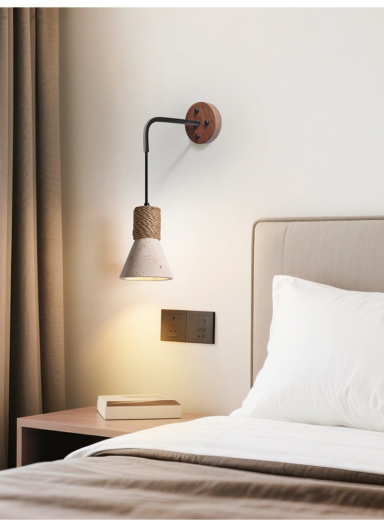 Rope Stone Cone Sconce-Neutral Decor